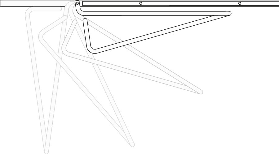 technische Zeichnung des Klappmechanismus des Tischs Tinos