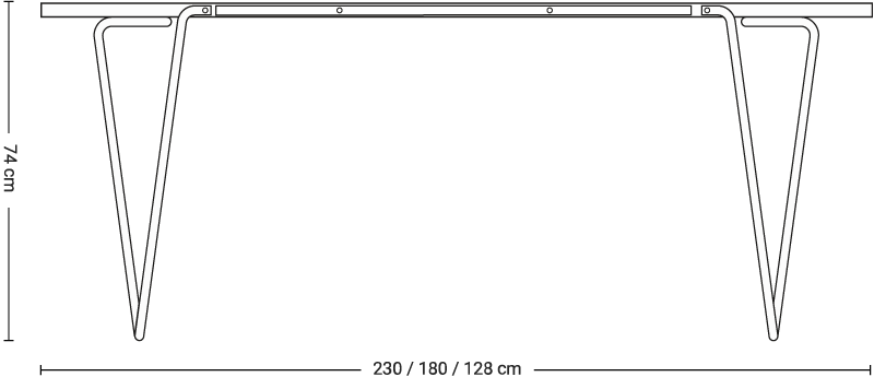 Tinos Maße: Breite 230 cm / 180 cm / 128 cm, Höhe 74 cm